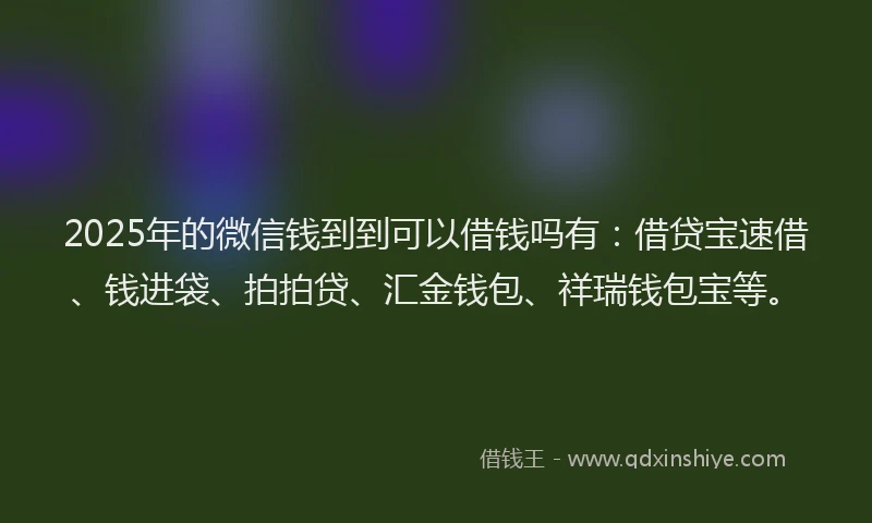 2025年的微信钱到到可以借钱吗有：借贷宝速借、钱进袋、拍拍贷、汇金钱包、祥瑞钱包宝等。