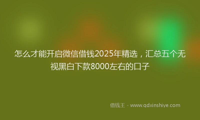 怎么才能开启微信借钱2025年精选，汇总五个无视黑白下款8000左右的口子