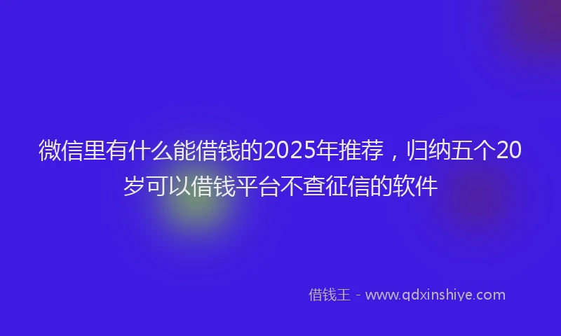微信里有什么能借钱的2025年推荐，归纳五个20岁可以借钱平台不查征信的软件