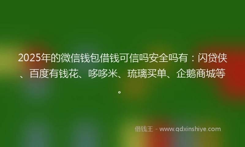 2025年的微信钱包借钱可信吗安全吗有：闪贷侠、百度有钱花、哆哆米、琉璃买单、企鹅商城等。