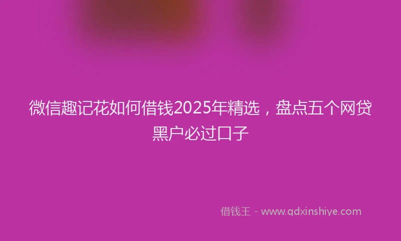 微信趣记花如何借钱2025年精选，盘点五个网贷黑户必过口子