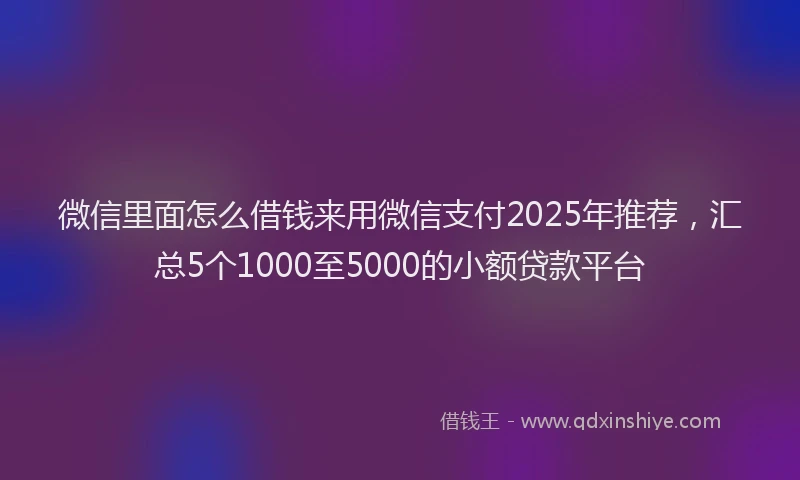 微信里面怎么借钱来用微信支付2025年推荐，汇总5个1000至5000的小额贷款平台
