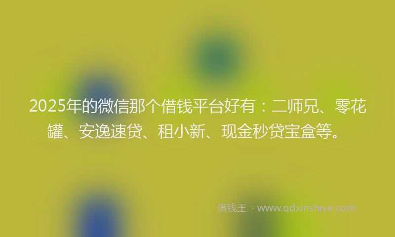 2025年的微信那个借钱平台好有：二师兄、零花罐、安逸速贷、租小新、现金秒贷宝盒等。