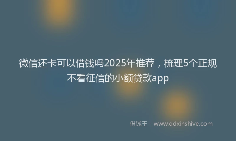 微信还卡可以借钱吗2025年推荐，梳理5个正规不看征信的小额贷款app