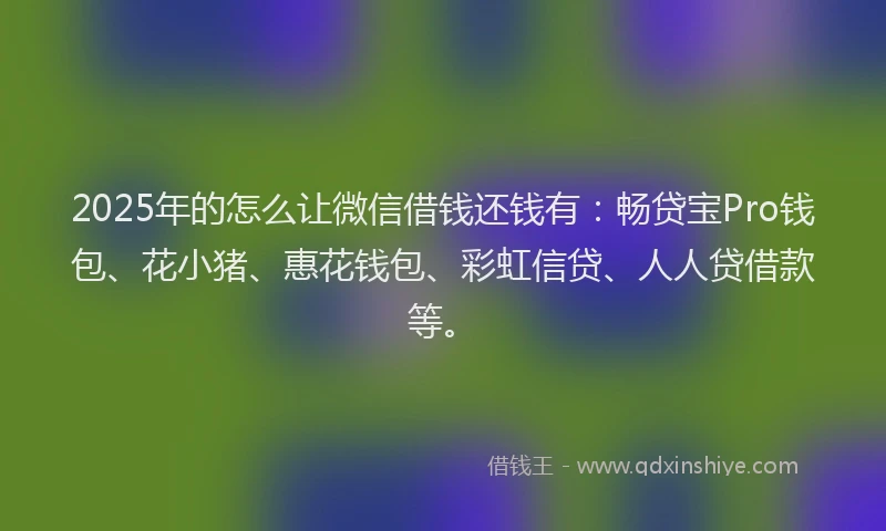 2025年的怎么让微信借钱还钱有：畅贷宝Pro钱包、花小猪、惠花钱包、彩虹信贷、人人贷借款等。