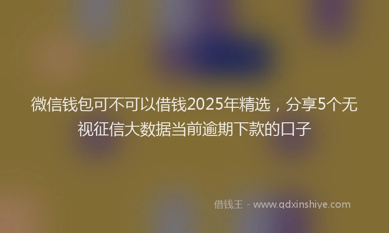 微信钱包可不可以借钱2025年精选，分享5个无视征信大数据当前逾期下款的口子
