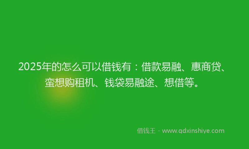 2025年的怎么可以借钱有：借款易融、惠商贷、蛮想购租机、钱袋易融途、想借等。