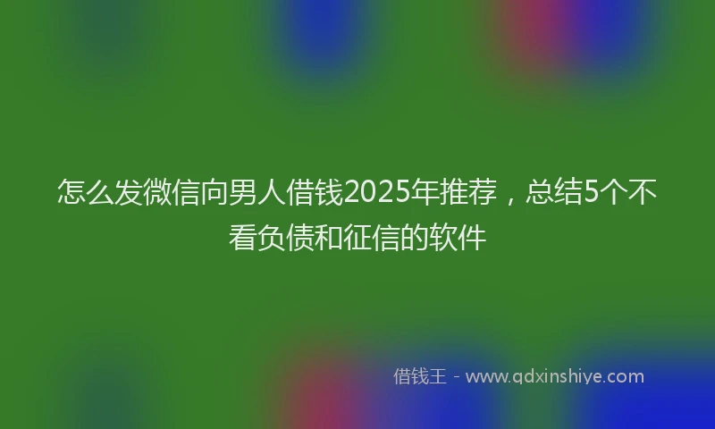 怎么发微信向男人借钱2025年推荐，总结5个不看负债和征信的软件