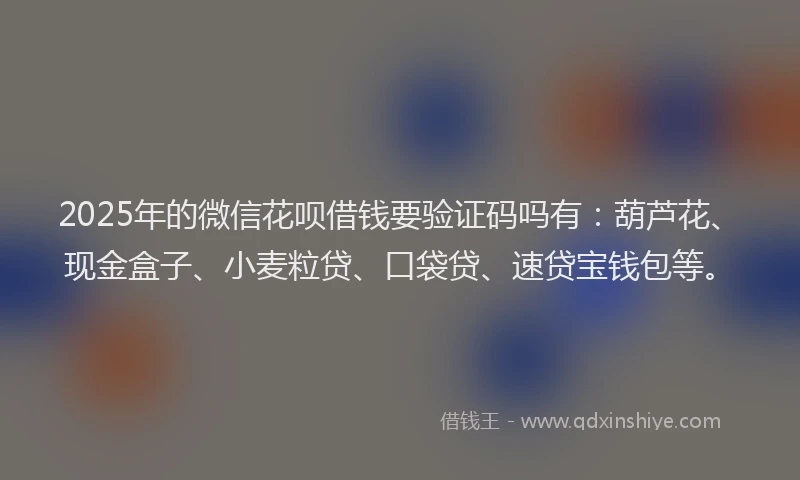 2025年的微信花呗借钱要验证码吗有：葫芦花、现金盒子、小麦粒贷、口袋贷、速贷宝钱包等。