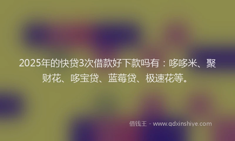 2025年的快贷3次借款好下款吗有：哆哆米、聚财花、哆宝贷、蓝莓贷、极速花等。