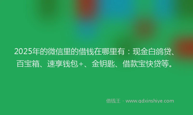 2025年的微信里的借钱在哪里有：现金白鸽贷、百宝箱、速享钱包+、金钥匙、借款宝快贷等。