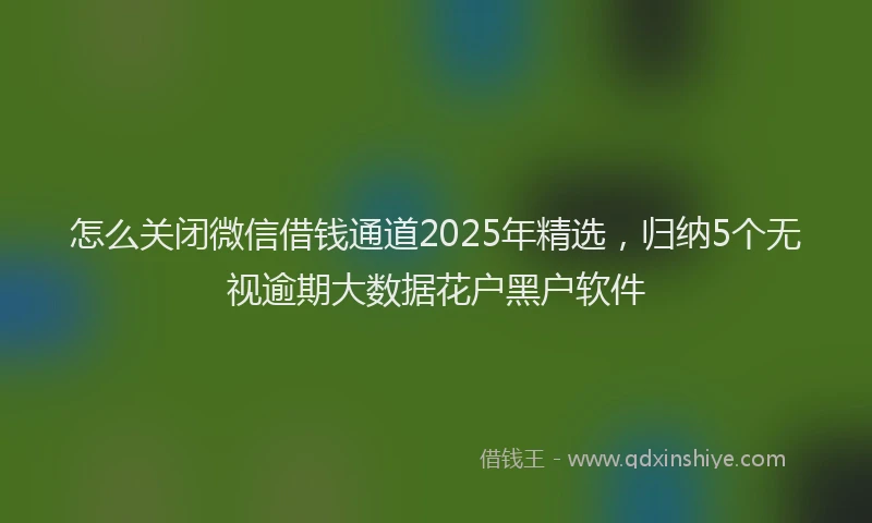 怎么关闭微信借钱通道2025年精选，归纳5个无视逾期大数据花户黑户软件