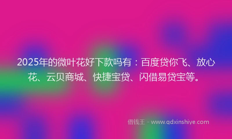 2025年的微叶花好下款吗有：百度贷你飞、放心花、云贝商城、快捷宝贷、闪借易贷宝等。