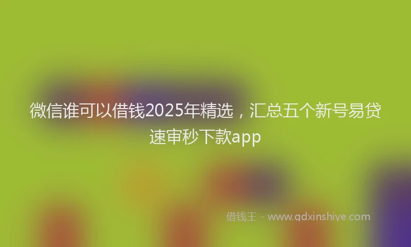 微信谁可以借钱2025年精选，汇总五个新号易贷速审秒下款app