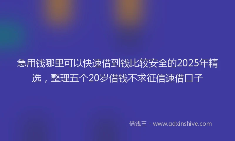 急用钱哪里可以快速借到钱比较安全的2025年精选，整理五个20岁借钱不求征信速借口子
