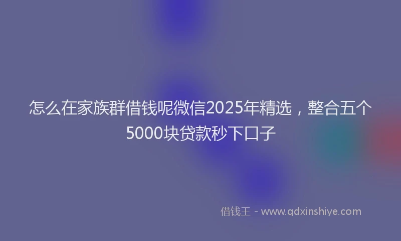 怎么在家族群借钱呢微信2025年精选，整合五个5000块贷款秒下口子
