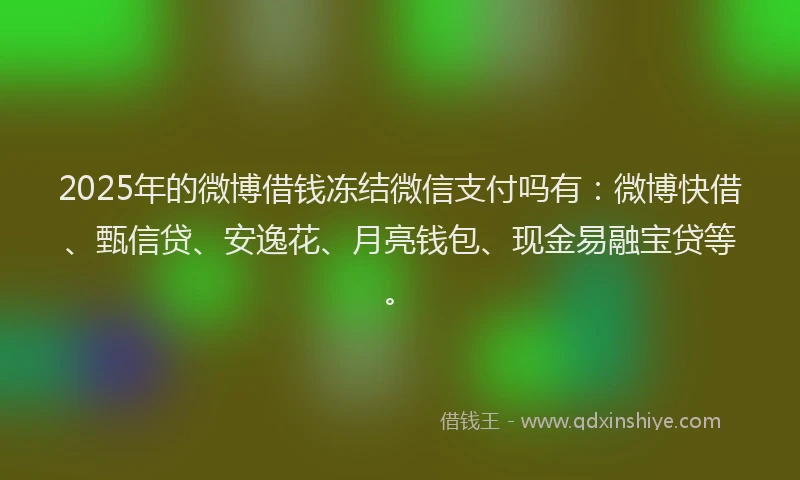 2025年的微博借钱冻结微信支付吗有：微博快借、甄信贷、安逸花、月亮钱包、现金易融宝贷等。