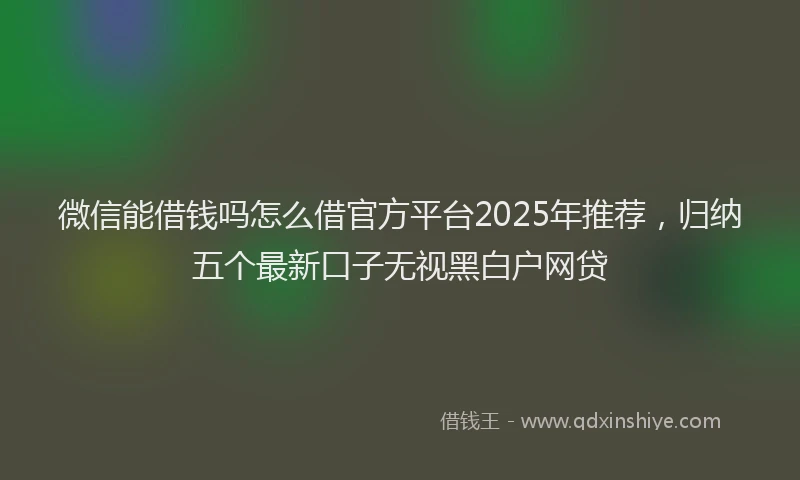 微信能借钱吗怎么借官方平台2025年推荐，归纳五个最新口子无视黑白户网贷