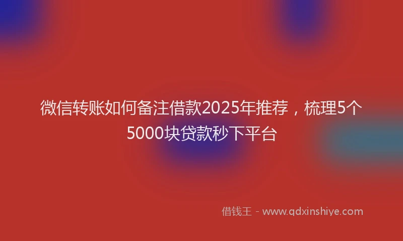 微信转账如何备注借款2025年推荐，梳理5个5000块贷款秒下平台