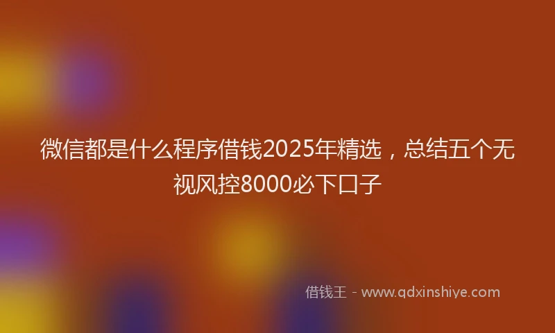 微信都是什么程序借钱2025年精选，总结五个无视风控8000必下口子
