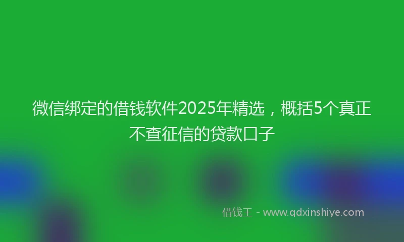 微信绑定的借钱软件2025年精选，概括5个真正不查征信的贷款口子