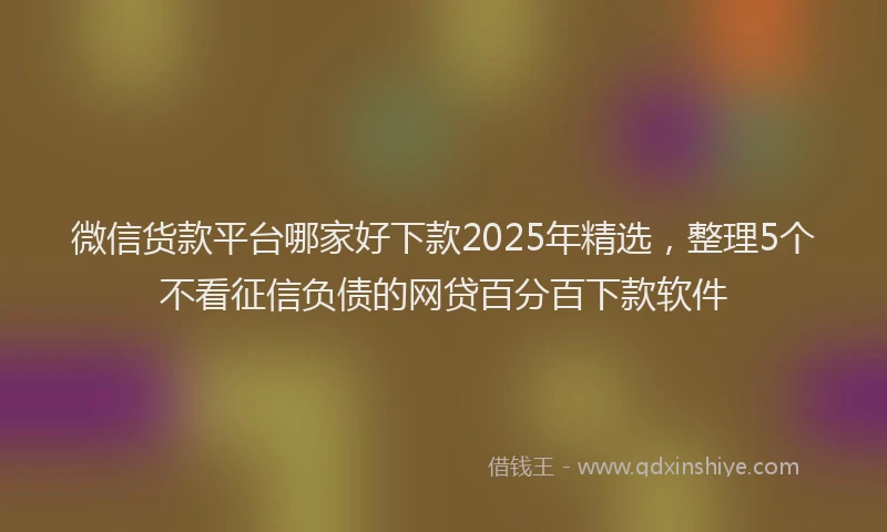 微信货款平台哪家好下款2025年精选，整理5个不看征信负债的网贷百分百下款软件