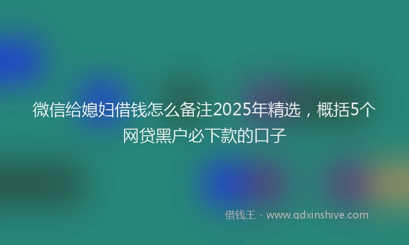 微信给媳妇借钱怎么备注2025年精选，概括5个网贷黑户必下款的口子