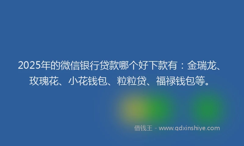 2025年的微信银行贷款哪个好下款有：金瑞龙、玫瑰花、小花钱包、粒粒贷、福禄钱包等。
