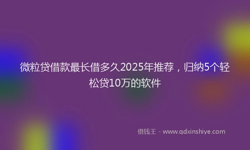 微粒贷借款最长借多久2025年推荐，归纳5个轻松贷10万的软件