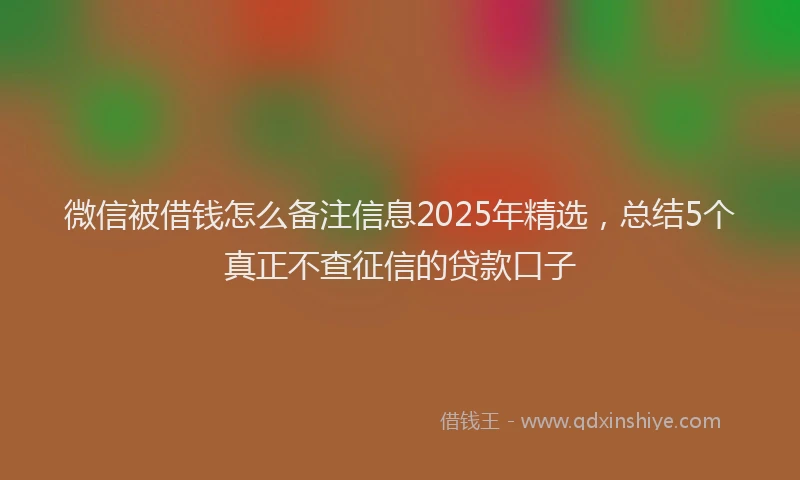 微信被借钱怎么备注信息2025年精选，总结5个真正不查征信的贷款口子