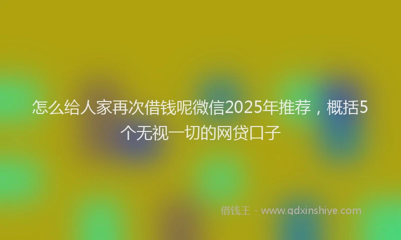 怎么给人家再次借钱呢微信2025年推荐，概括5个无视一切的网贷口子
