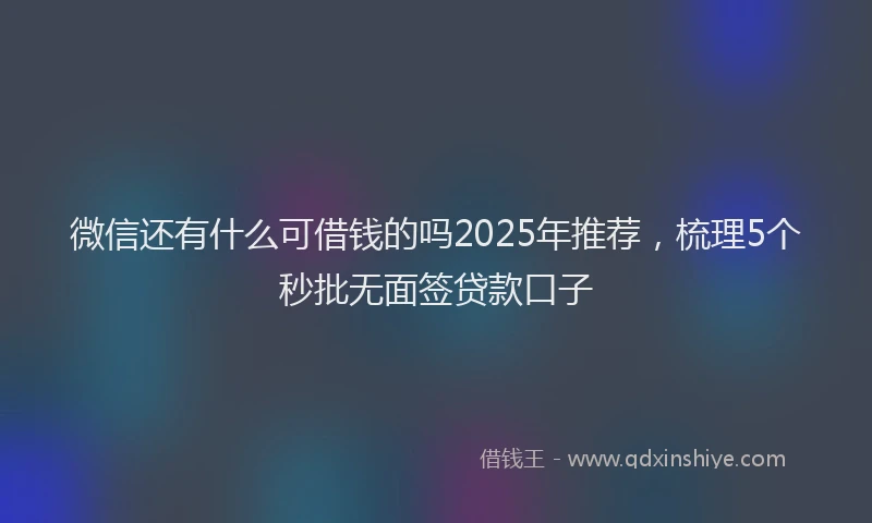 微信还有什么可借钱的吗2025年推荐，梳理5个秒批无面签贷款口子