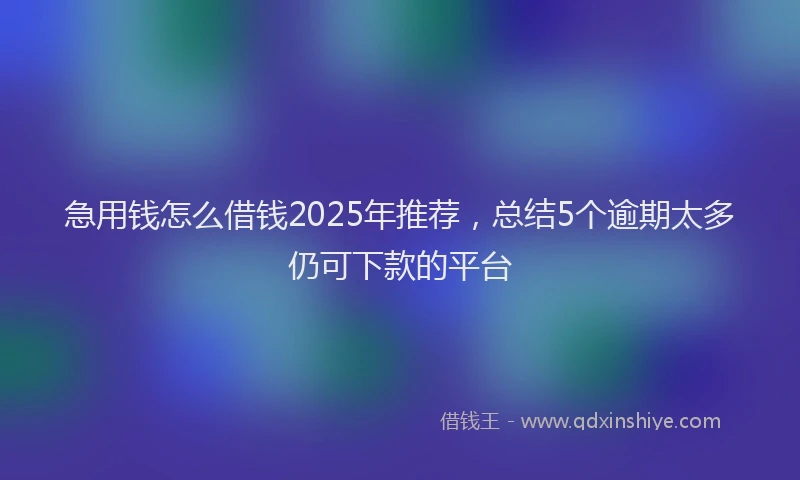急用钱怎么借钱2025年推荐，总结5个逾期太多仍可下款的平台