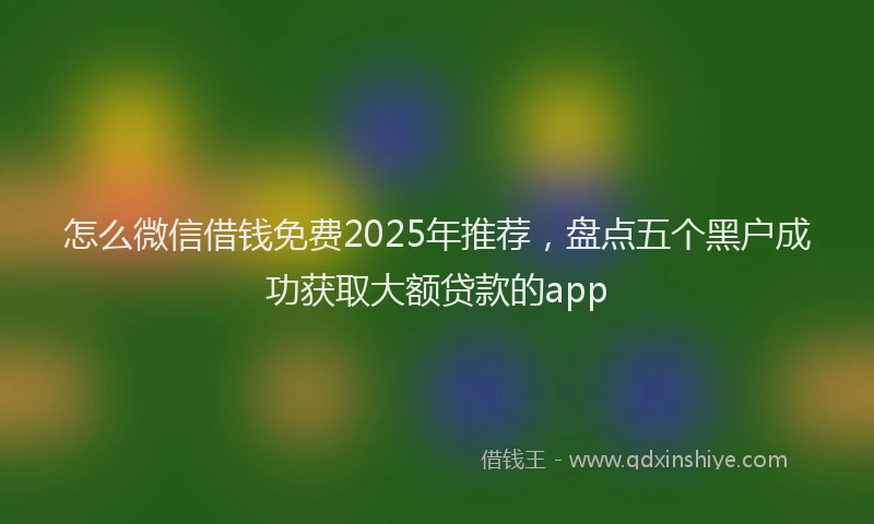 怎么微信借钱免费2025年推荐，盘点五个黑户成功获取大额贷款的app