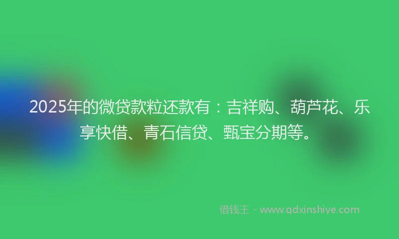 2025年的微贷款粒还款有：吉祥购、葫芦花、乐享快借、青石信贷、甄宝分期等。