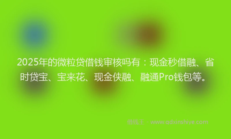 2025年的微粒贷借钱审核吗有：现金秒借融、省时贷宝、宝来花、现金侠融、融通Pro钱包等。