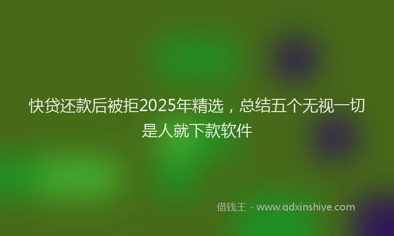 快贷还款后被拒2025年精选，总结五个无视一切是人就下款软件