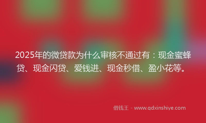2025年的微贷款为什么审核不通过有：现金蜜蜂贷、现金闪贷、爱钱进、现金秒借、盈小花等。