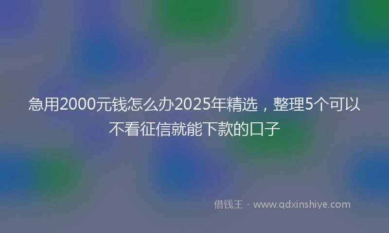 急用2000元钱怎么办2025年精选，整理5个可以不看征信就能下款的口子