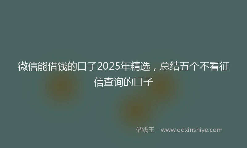 微信能借钱的口子2025年精选，总结五个不看征信查询的口子