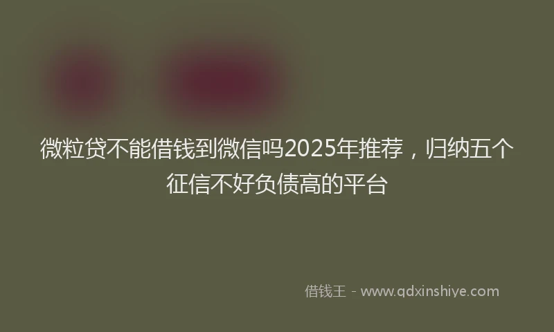 微粒贷不能借钱到微信吗2025年推荐，归纳五个征信不好负债高的平台