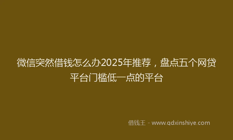 微信突然借钱怎么办2025年推荐，盘点五个网贷平台门槛低一点的平台