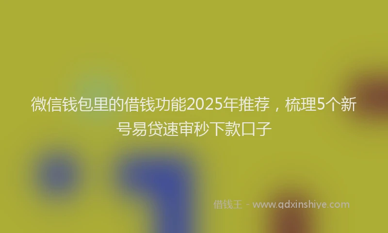 微信钱包里的借钱功能2025年推荐，梳理5个新号易贷速审秒下款口子