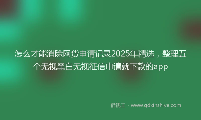 怎么才能消除网货申请记录2025年精选，整理五个无视黑白无视征信申请就下款的app