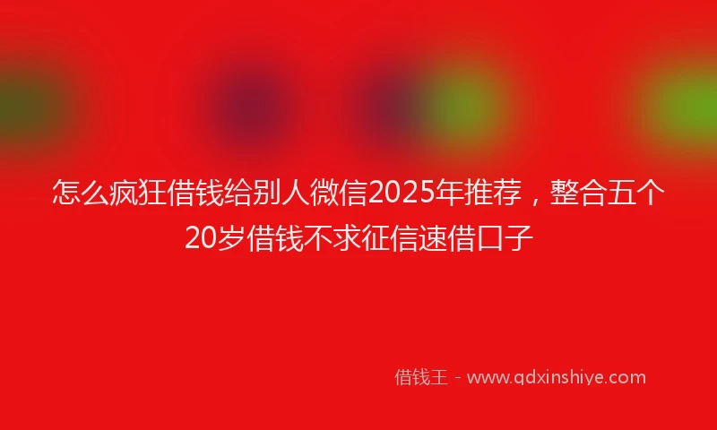 怎么疯狂借钱给别人微信2025年推荐，整合五个20岁借钱不求征信速借口子