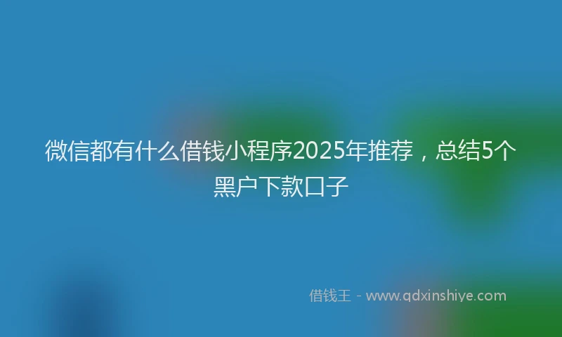 微信都有什么借钱小程序2025年推荐，总结5个黑户下款口子