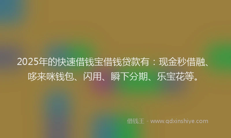 2025年的快速借钱宝借钱贷款有：现金秒借融、哆来咪钱包、闪用、瞬下分期、乐宝花等。