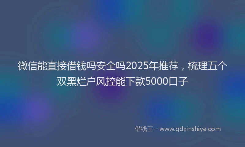 微信能直接借钱吗安全吗2025年推荐，梳理五个双黑烂户风控能下款5000口子