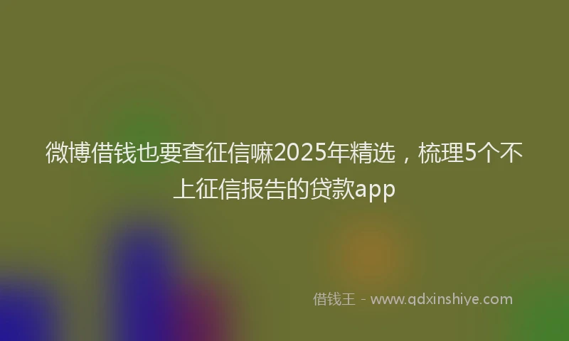 微博借钱也要查征信嘛2025年精选，梳理5个不上征信报告的贷款app