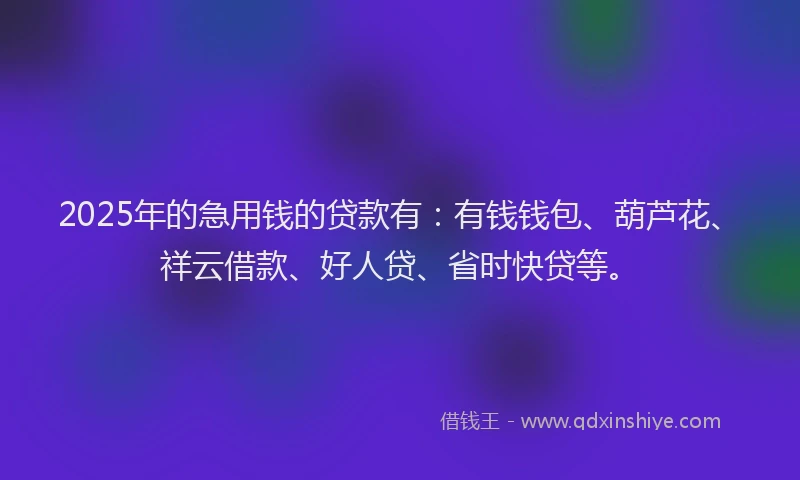 2025年的急用钱的贷款有：有钱钱包、葫芦花、祥云借款、好人贷、省时快贷等。